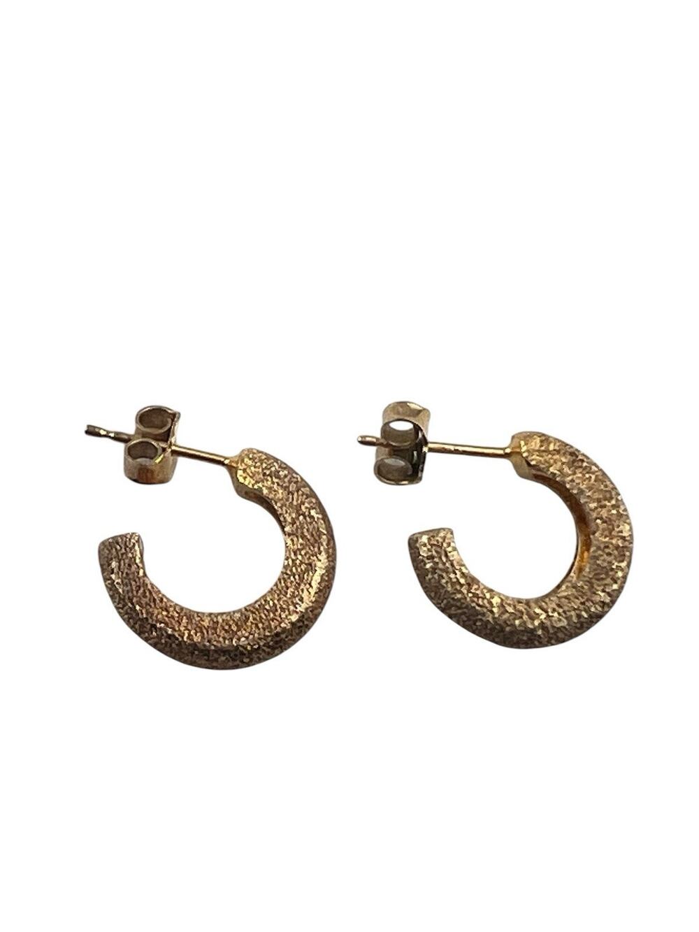 Veronese Italy Sterling Silver Pierced Earrings Vermeil Gold Nugget Texture 1/2"